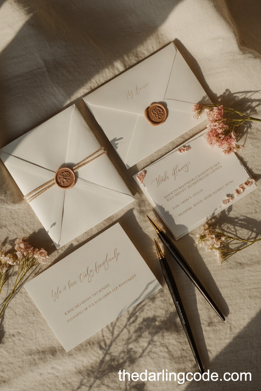Handmade Wedding Invitations With Pressed Flowers