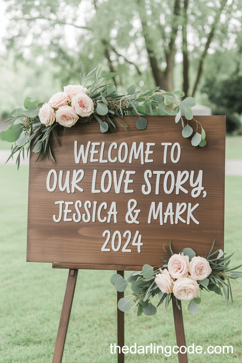Personalized Hand-Lettered Welcome Sign At The Ceremony Entrance