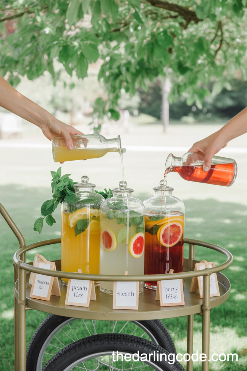 Vintage Bar Cart With Signature Summer Cocktails
