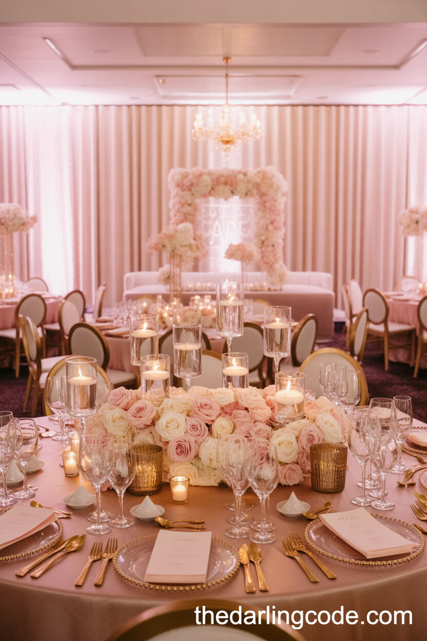 Blush And Champagne Ballroom Wedding Theme