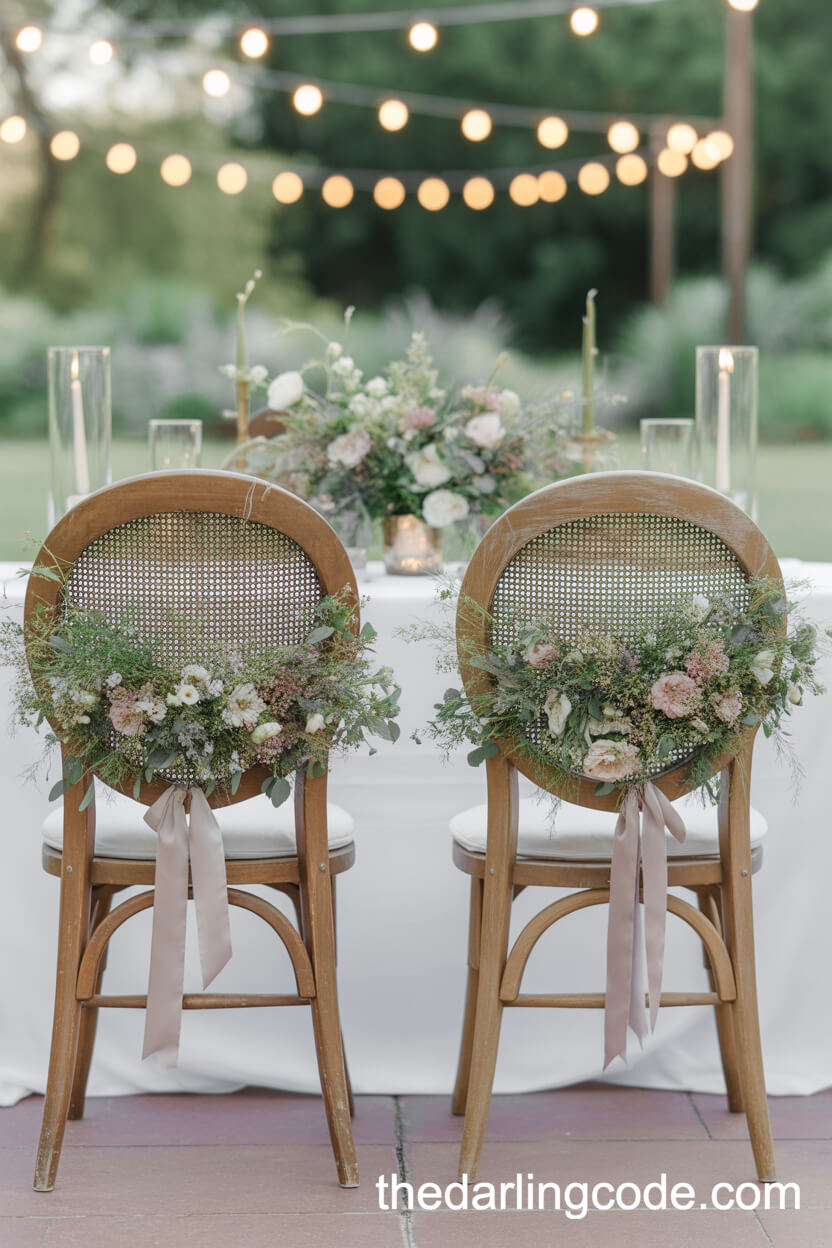 Sweetheart Table Decorated With Wildflower Swags
