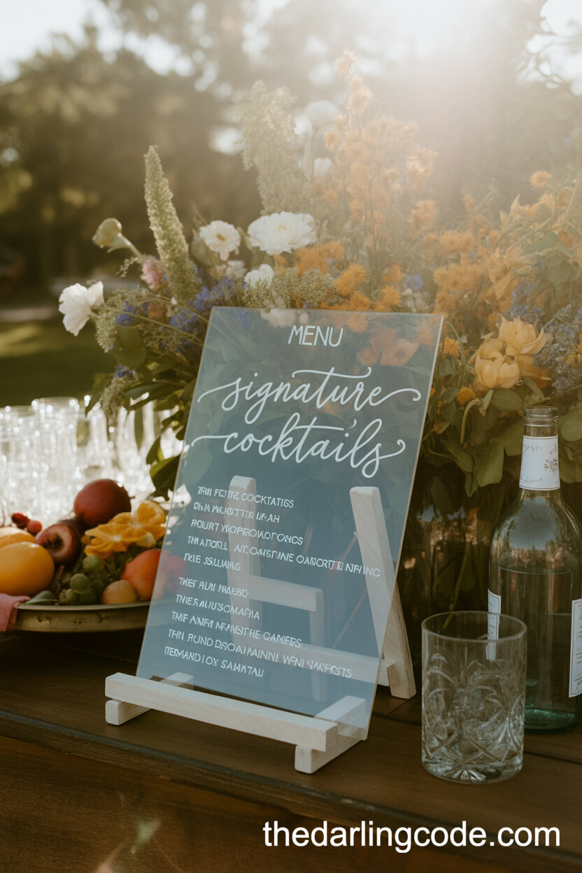 Outdoor Bar Accented With Wildflower Arrangements