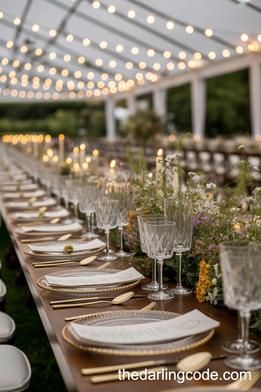 Reception Tablescapes Overflowing With Wildflowers