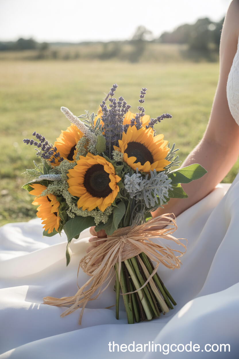 Sunflower And Lavender Country Bouquet