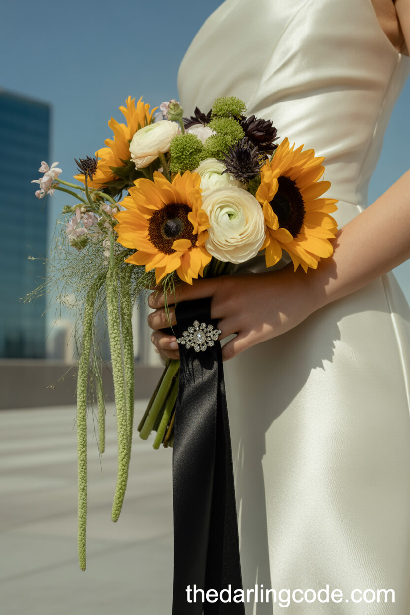 Sunflower And Cream Ranunculus Elegant Bouquet
