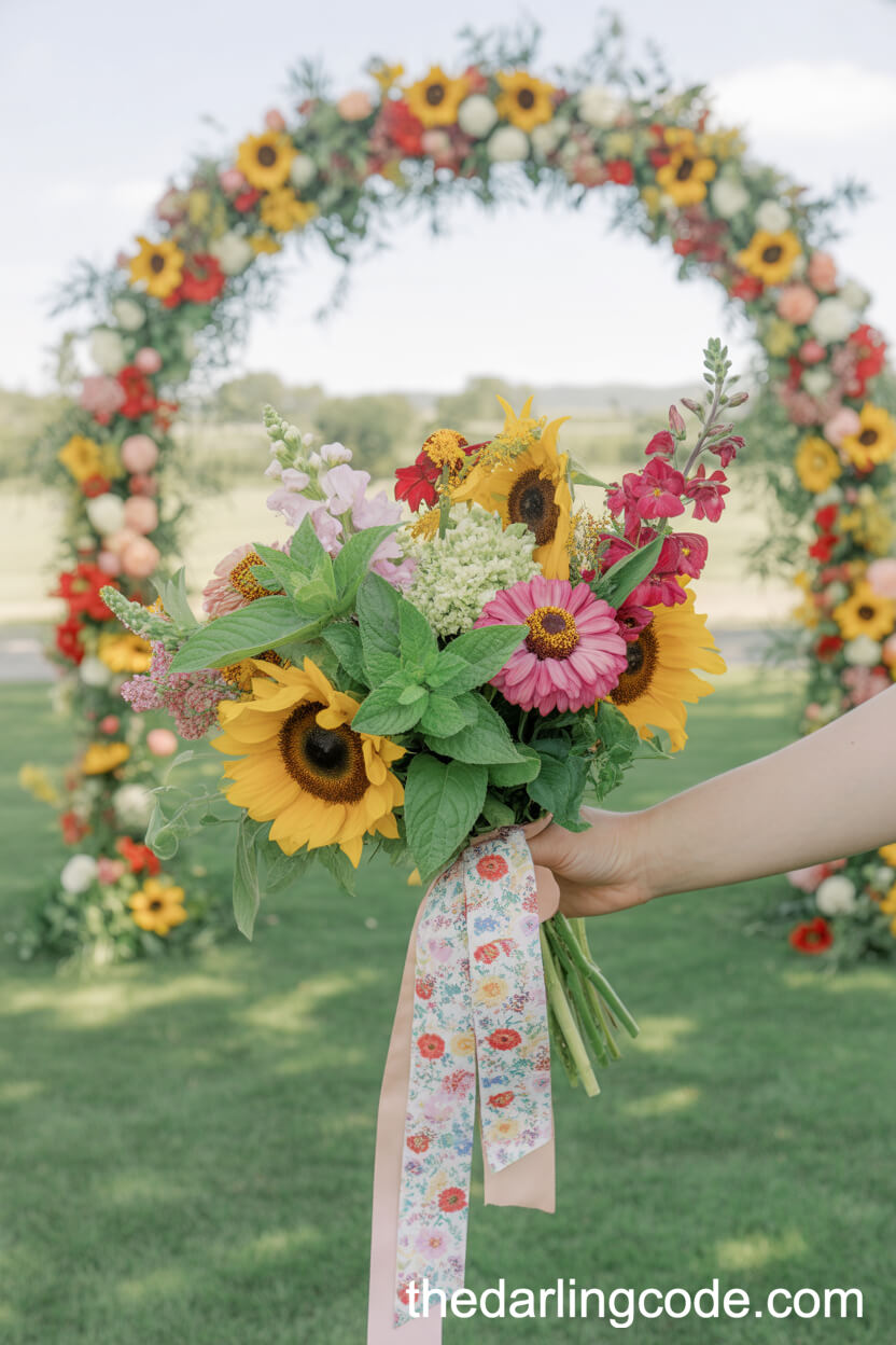 Garden Party Sunflower And Zinnia Bouquet