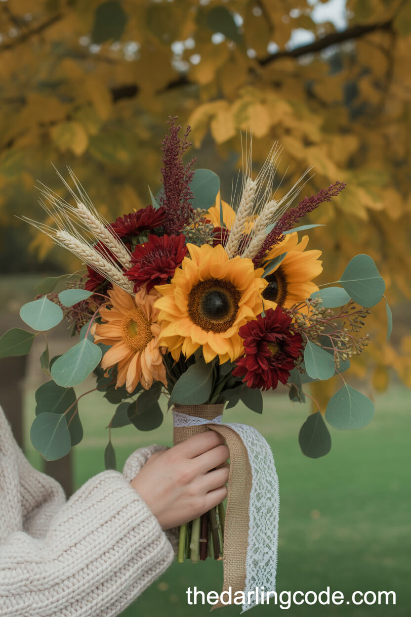 Sunflower Bouquet With Dahlias And Chrysanthemums
