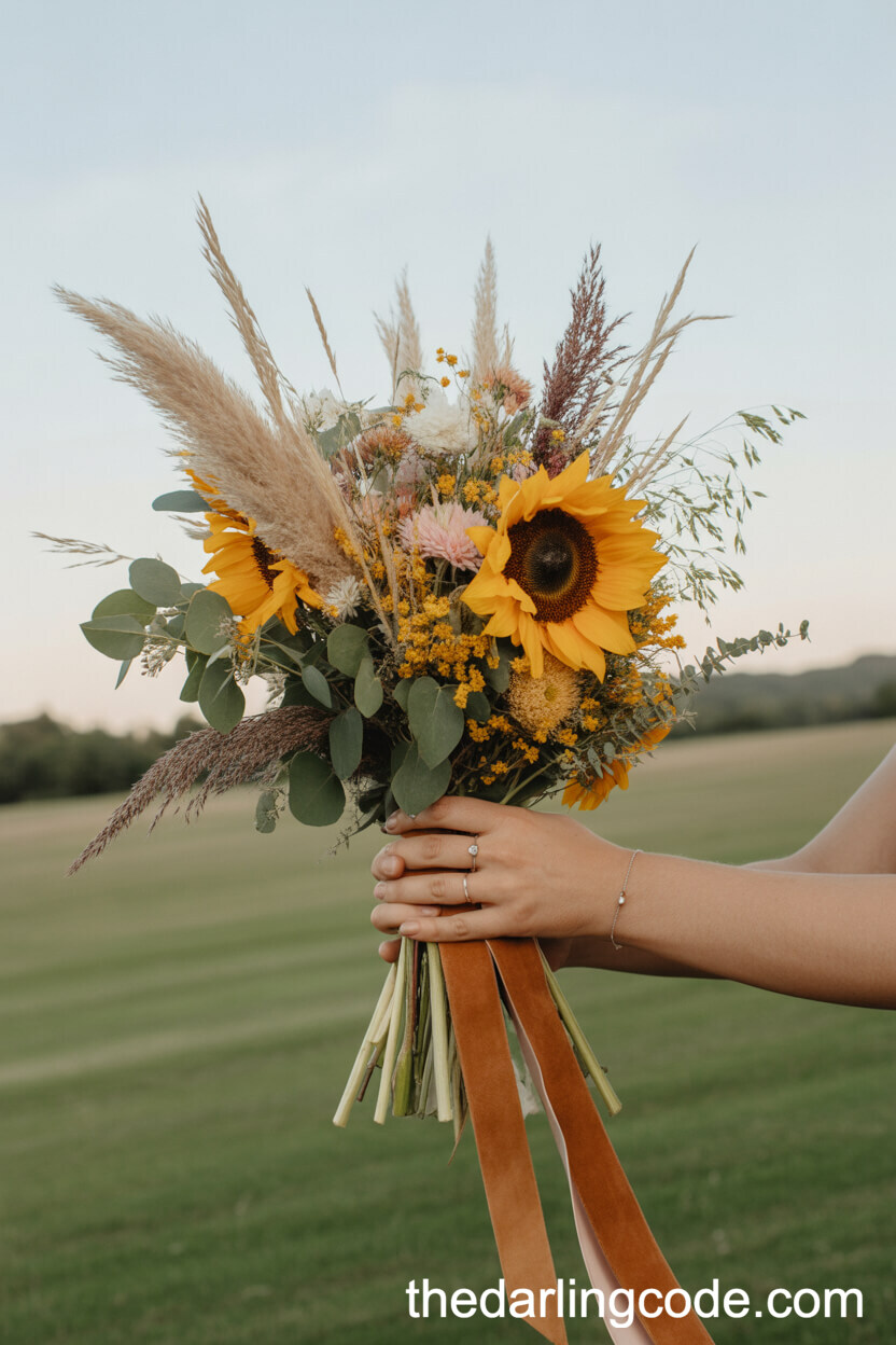 Bohemian Sunflower And Wildflower Bouquet