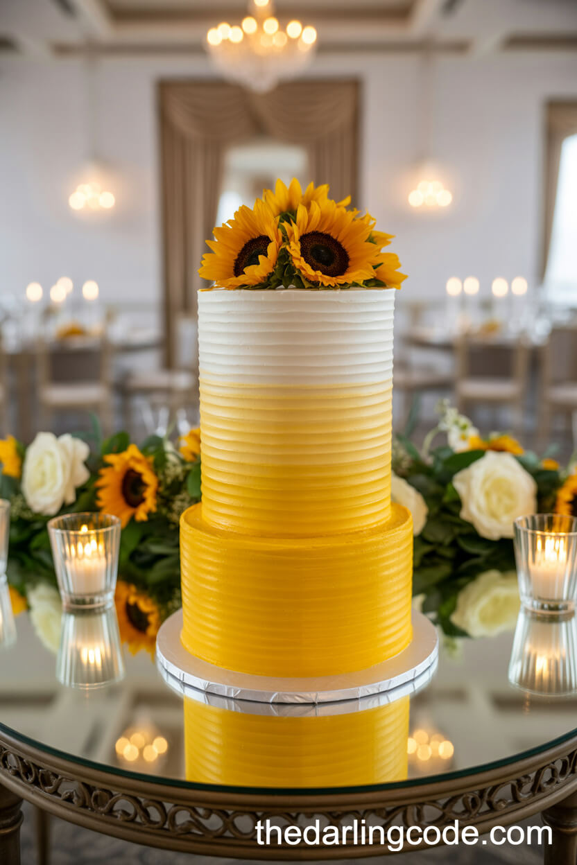 Sunflower Ombre Buttercream Cake