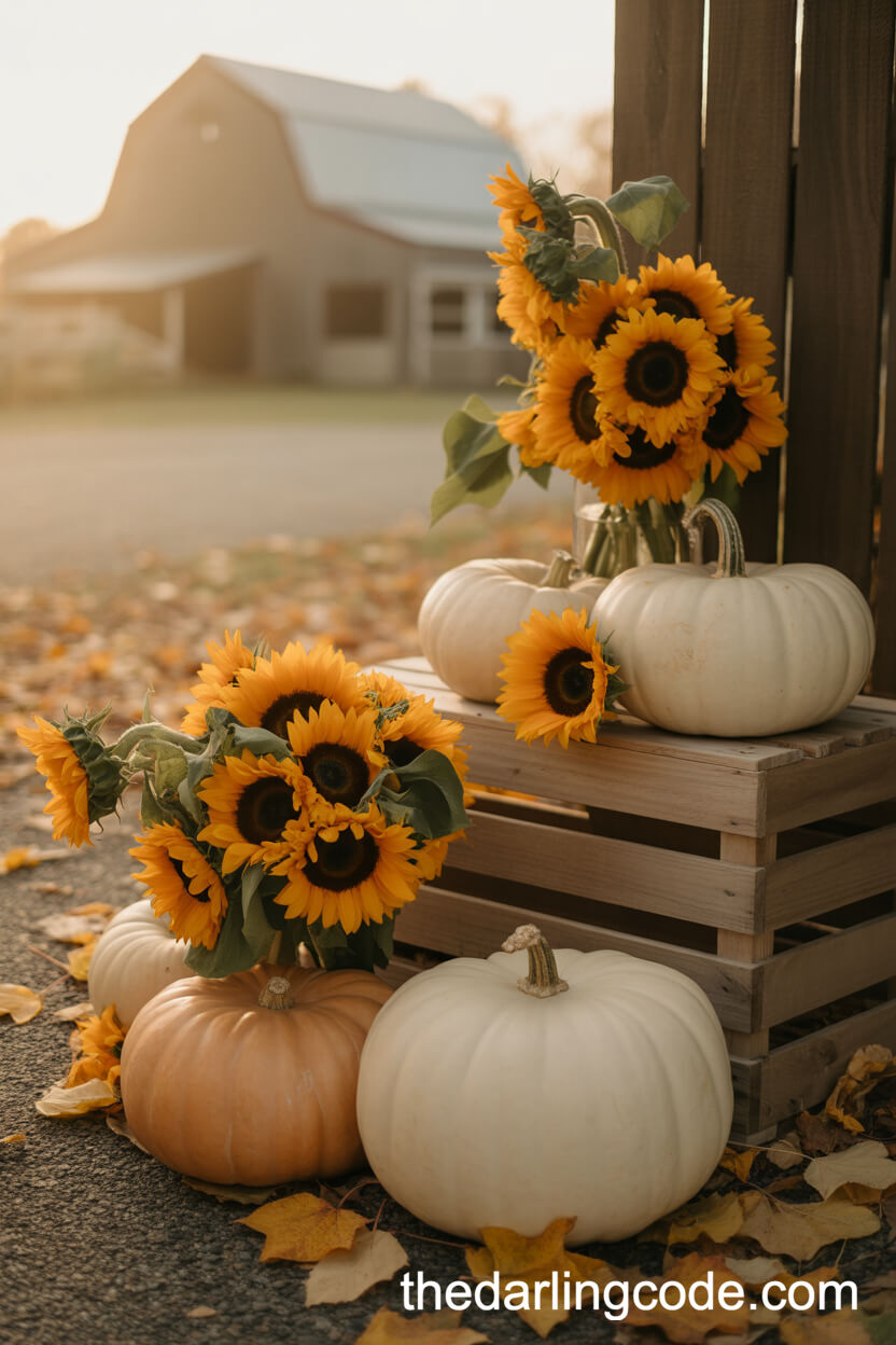 Sunflower And Pumpkin Entrance Arrangement
