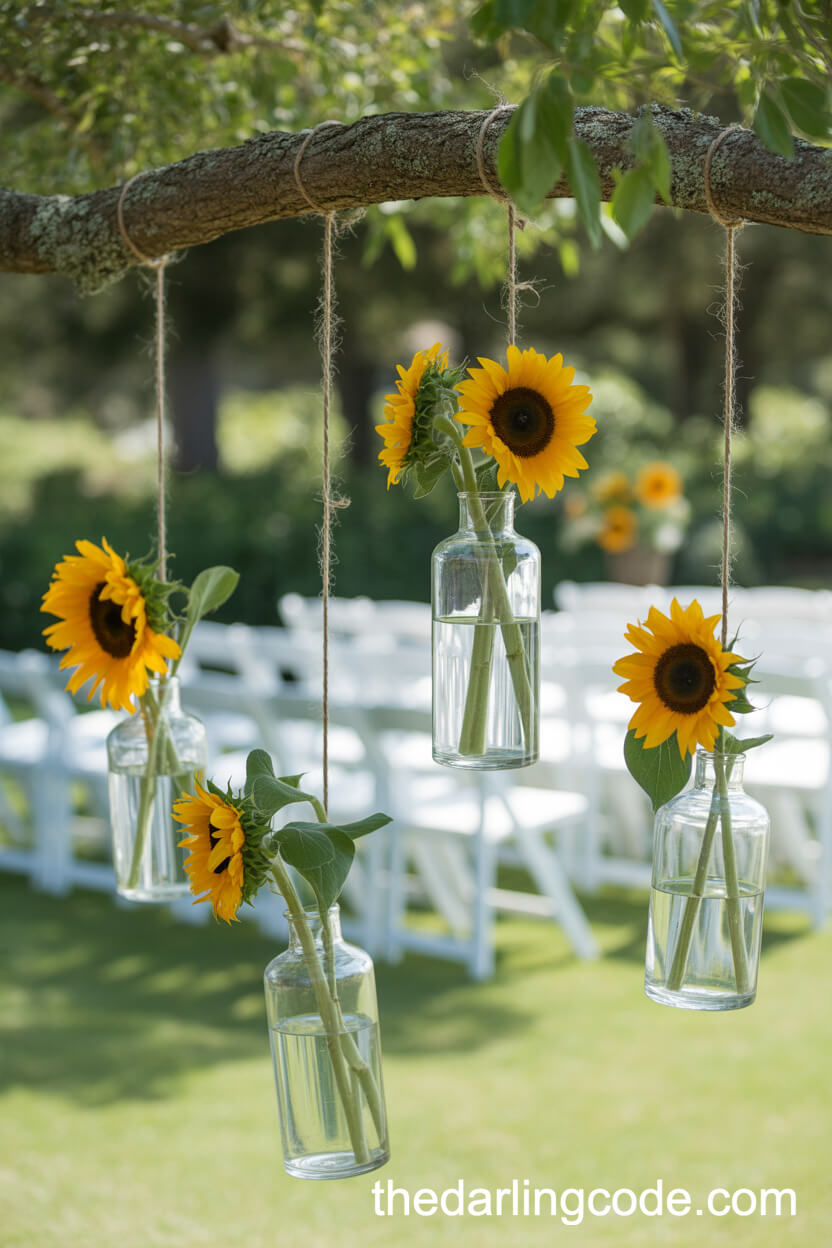 Hanging Sunflower Vase Ceremony Decor