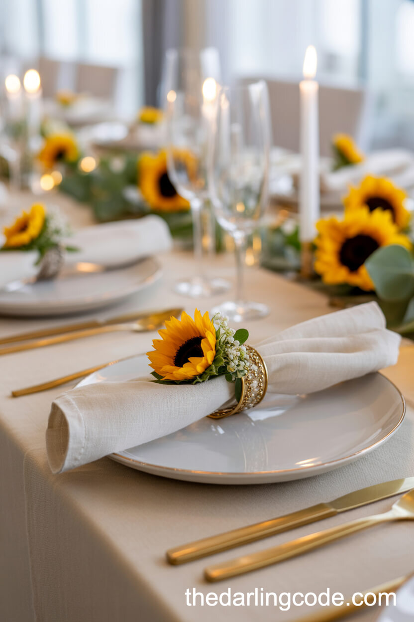 Sunflower Napkin Ring Table Setting