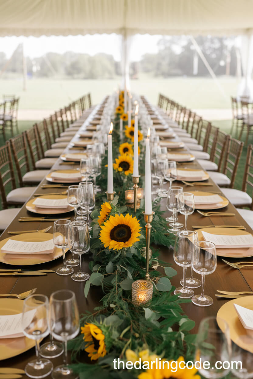 Sunflower Garland Banquet Table Runner