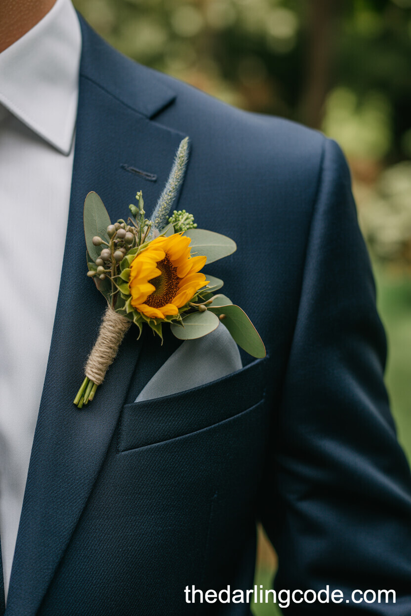 Sunflower Groom’s Boutonniere