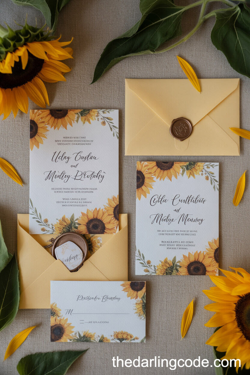 Sunflower-Themed Wedding Invitation Suite