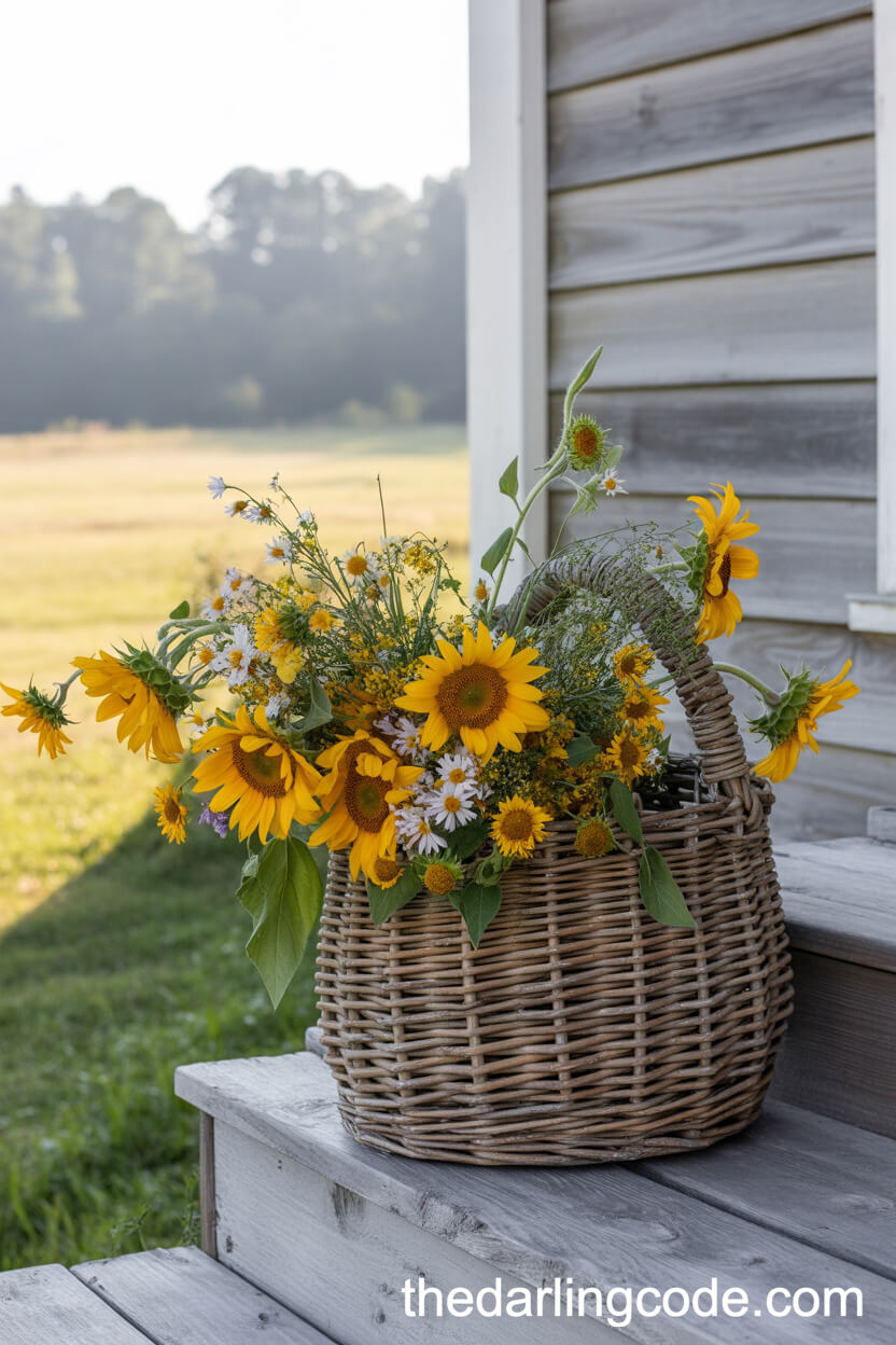 Sunflower And Wildflower Basket Welcome
