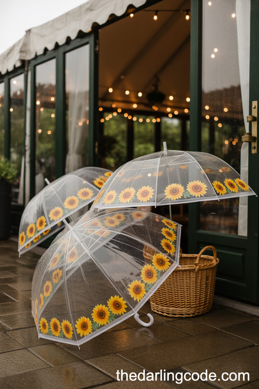 Sunflower Motif Wedding Umbrellas