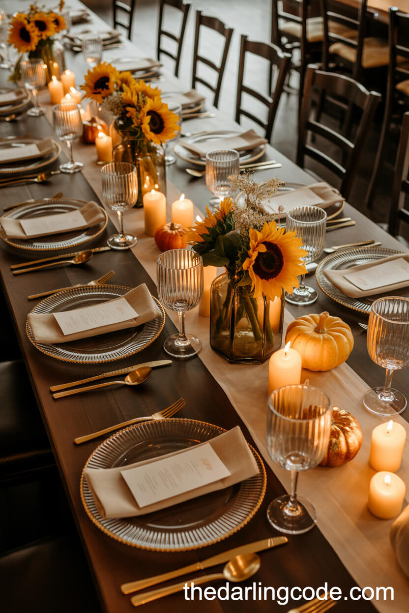 Sunflower Centerpieces For Cozy Fall Reception Tables