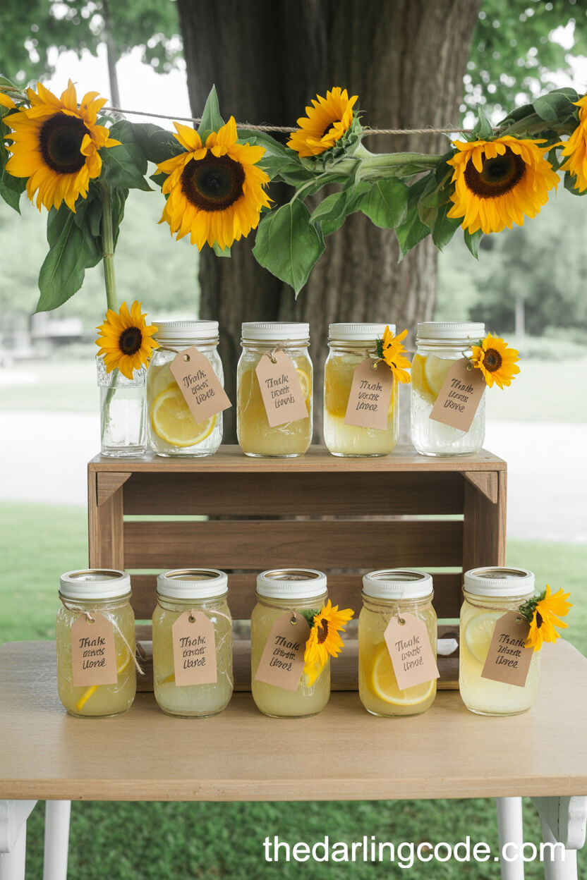 Sunflower Mason Jar Wedding Favor Display