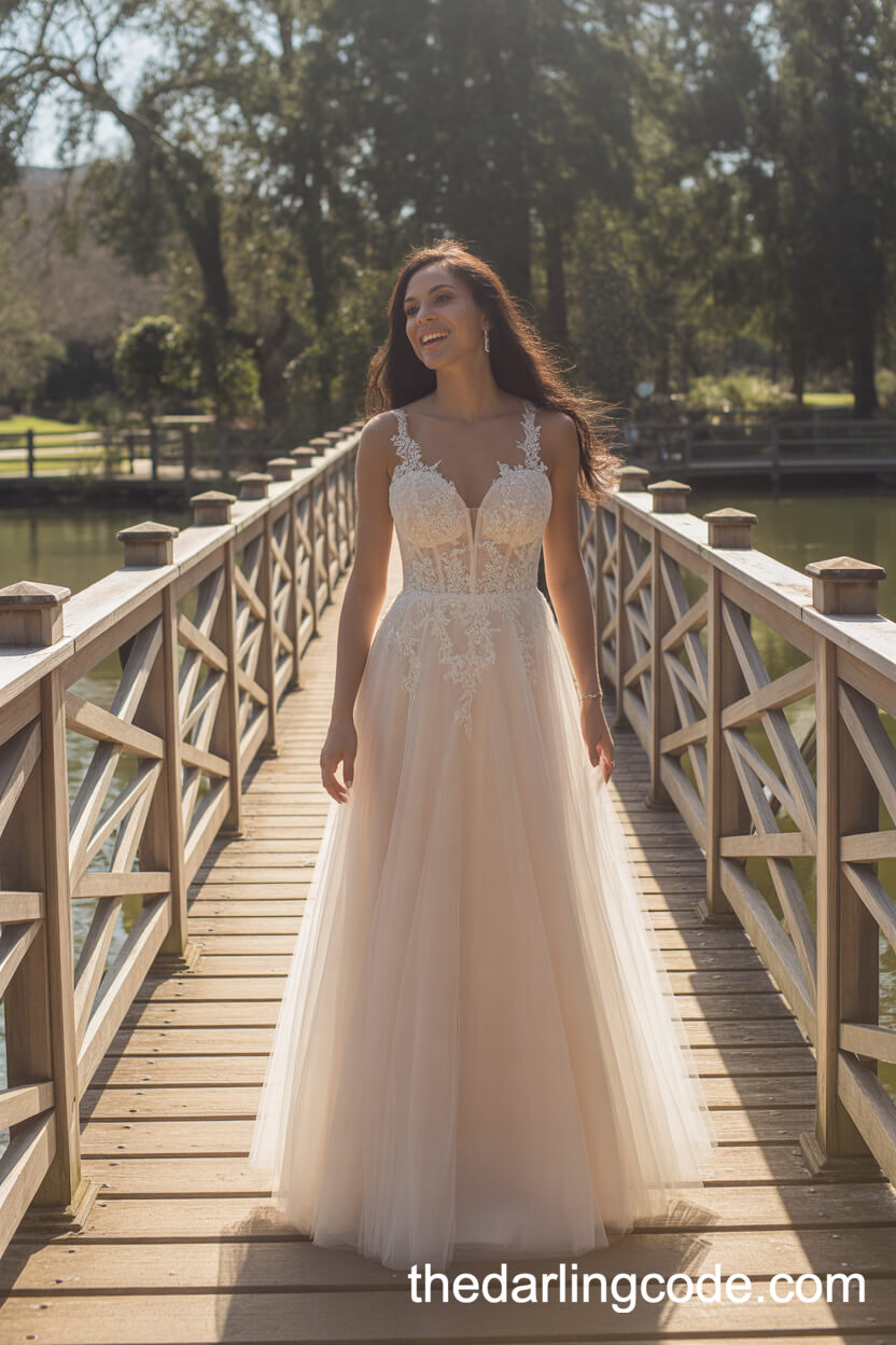 A-Line Tulle Dress With Illusion Lace Bodice