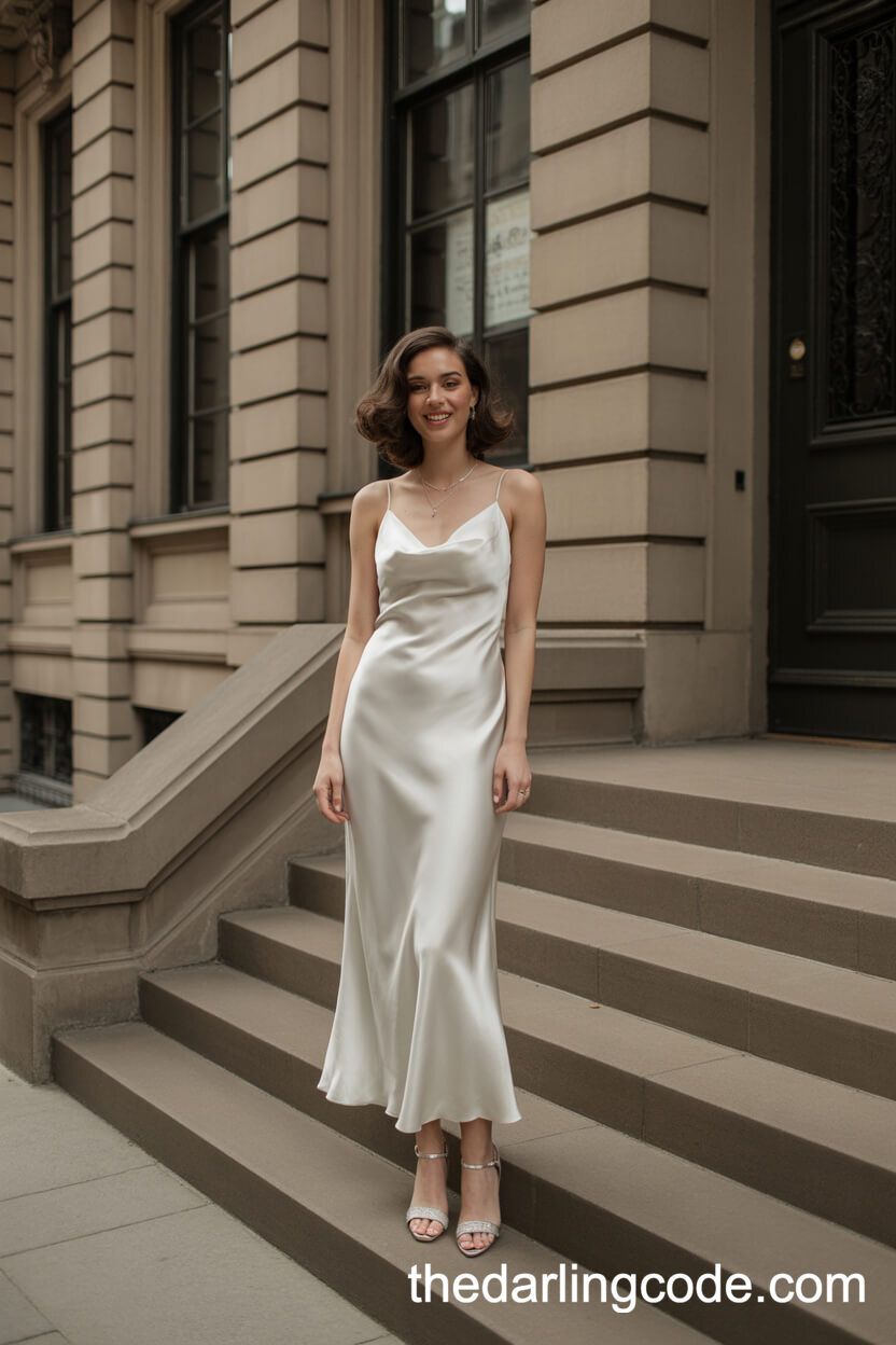 Timeless Bias-Cut Satin Slip Wedding Dress