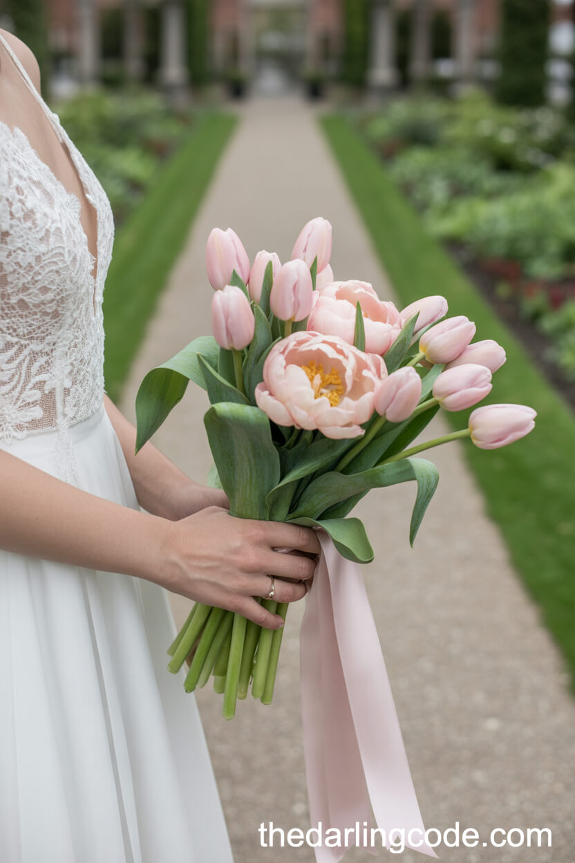 Romantic Pink Tulip And Peony Bouquet