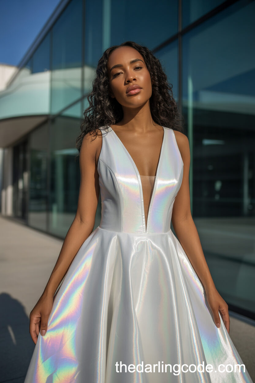 Futuristic Iridescent Holographic Wedding Dress