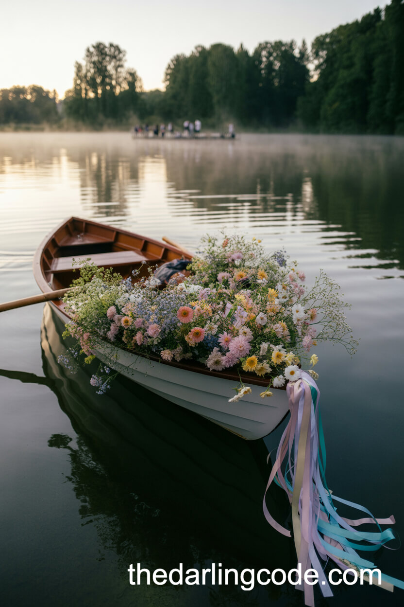 Floral Rowboat on the Lake
