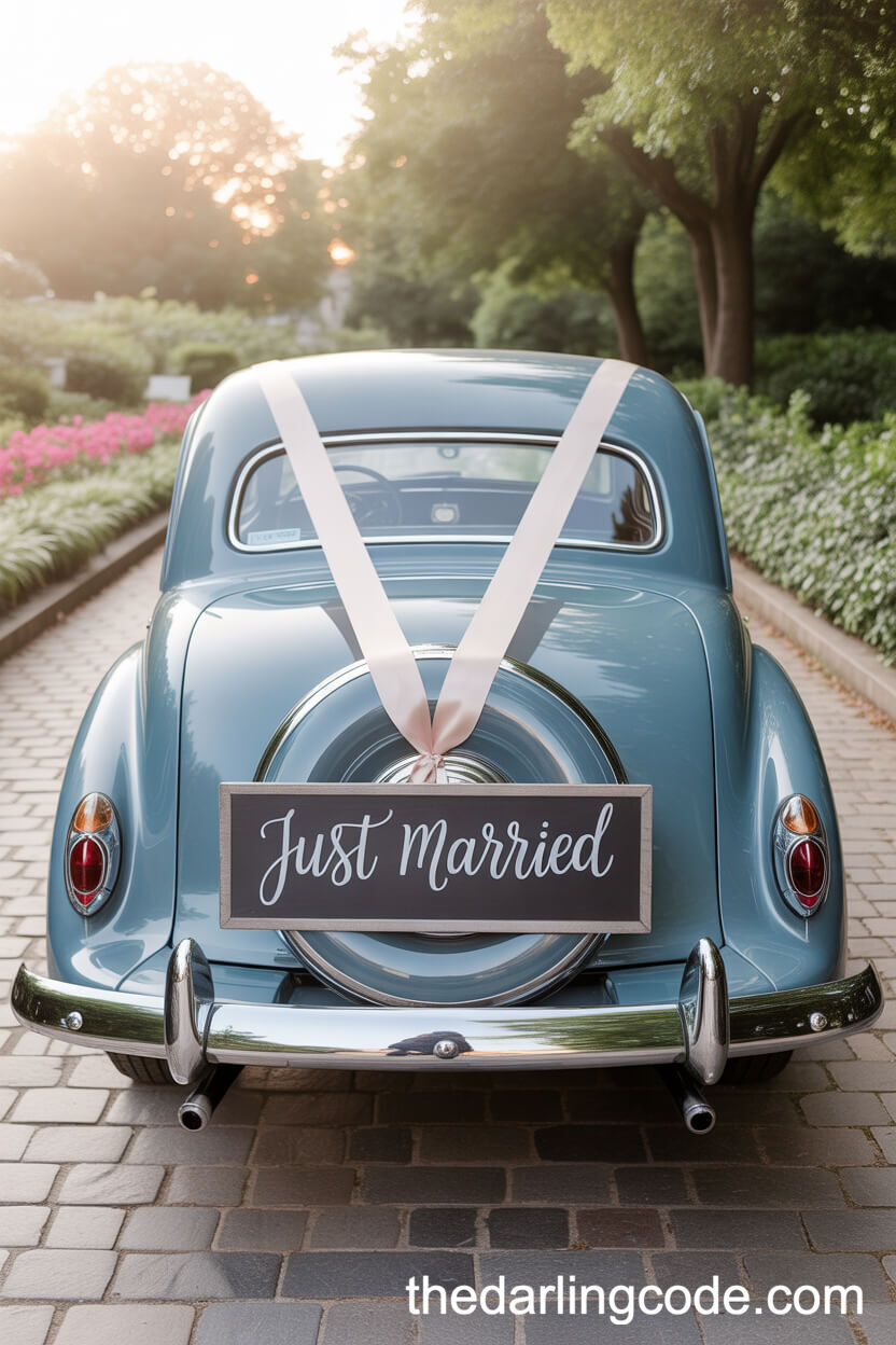 Classic “Just Married” Vintage Car Send-Off