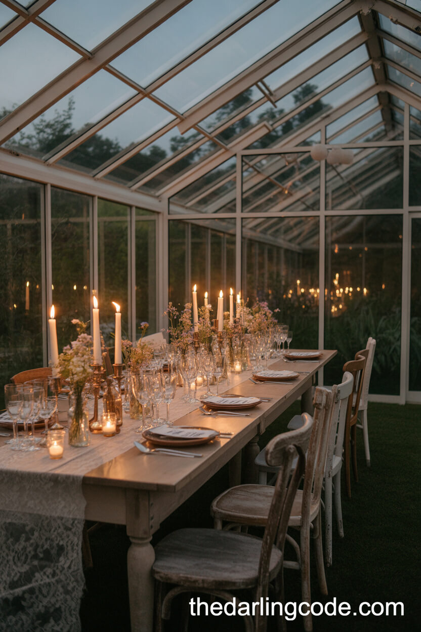 Intimate Glasshouse Wedding Dinner