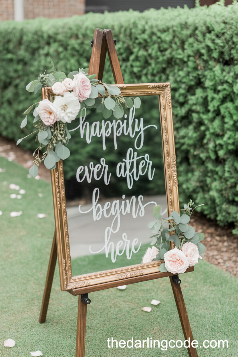 Elegant Mirror Wedding Welcome Sign