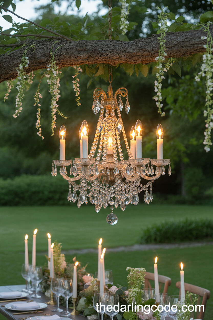Crystal Chandelier Outdoor Dining