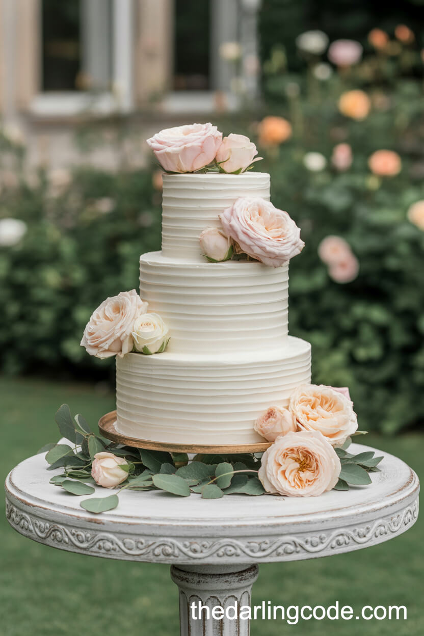 Vintage-Style Floral Wedding Cake Display
