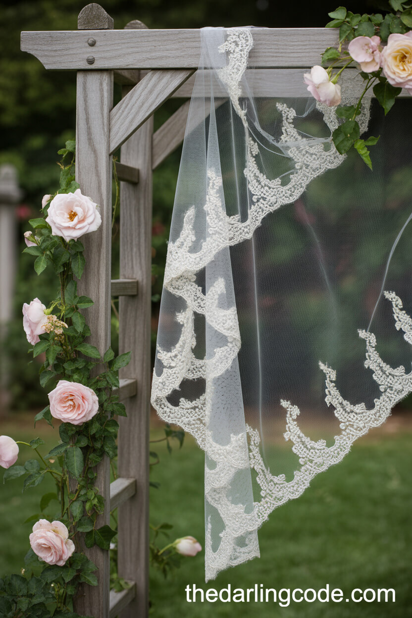 Lace Veil Draped Wedding Arbor