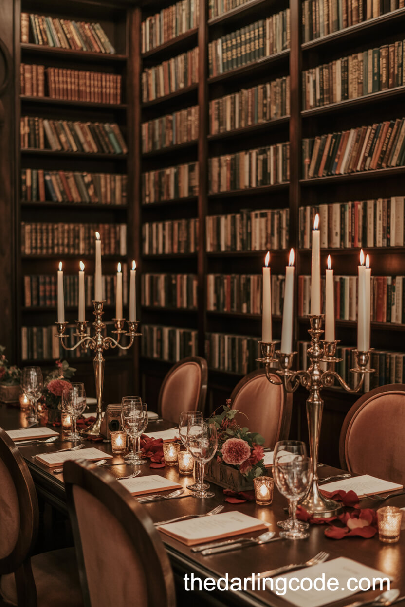 Intimate Library Reception Among Antique Books