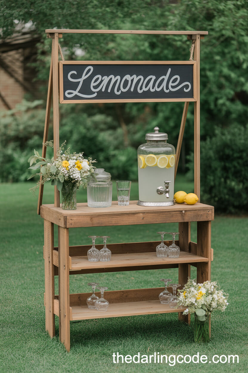 Charming Lemonade Stand With Vintage Glassware