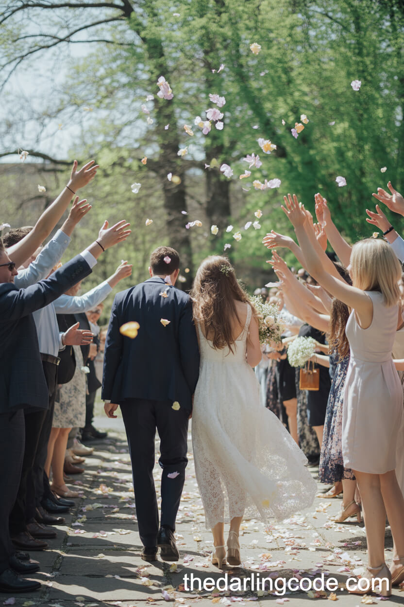 Blissful Flower Petal Exit On A Stone Path