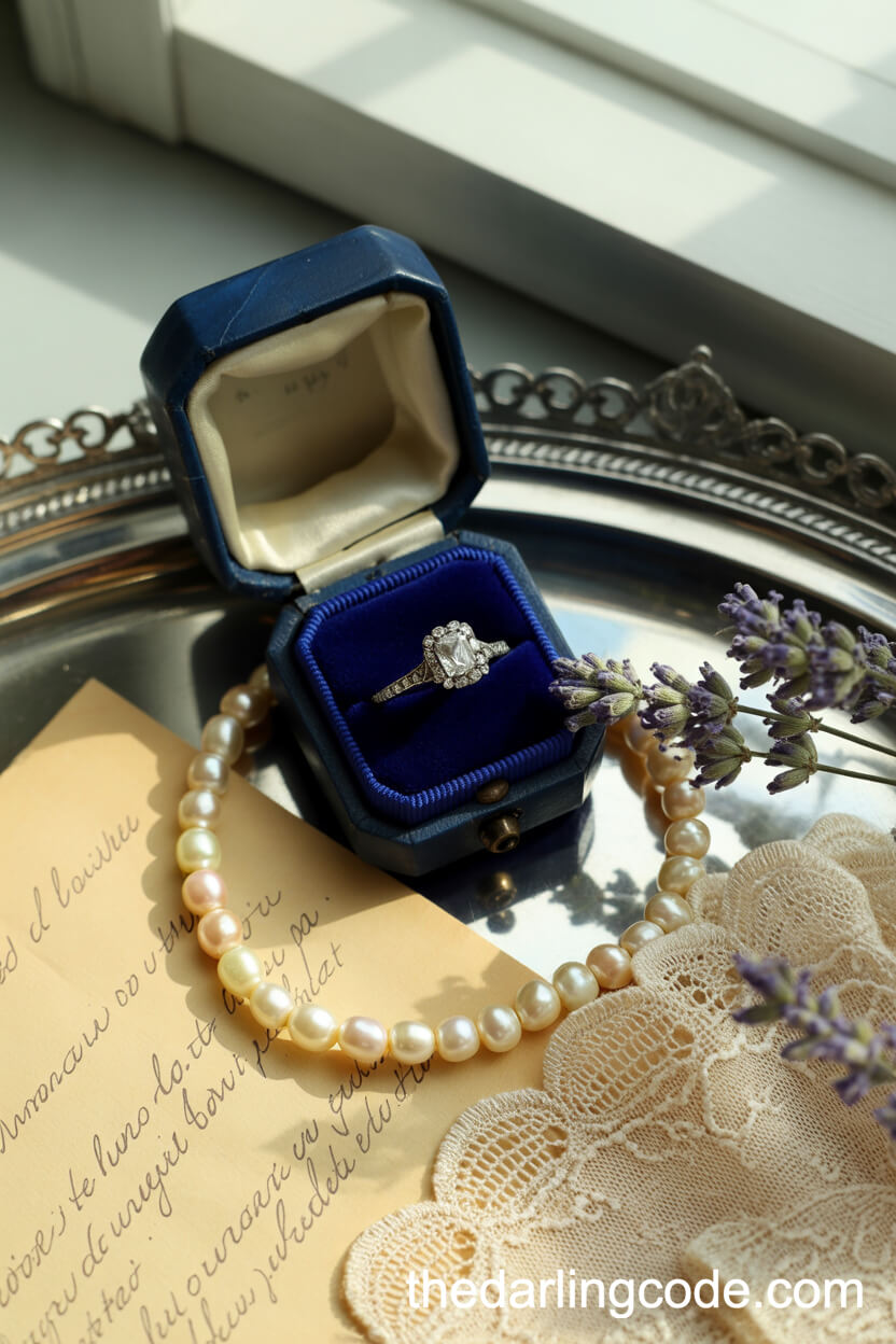 Heirloom Jewelry And Love Letters Flat Lay