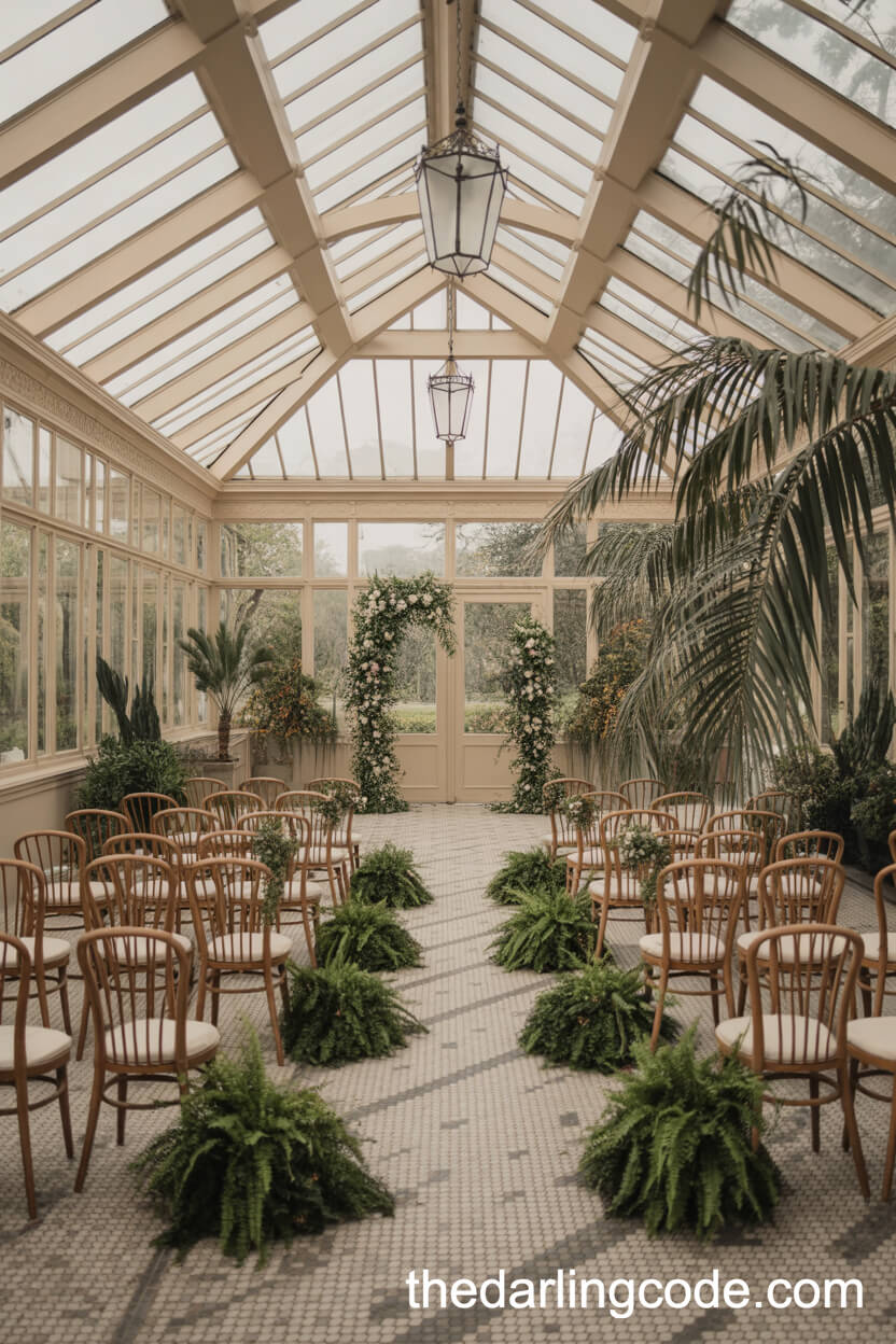 Victorian Conservatory Ceremony With Antique Lanterns