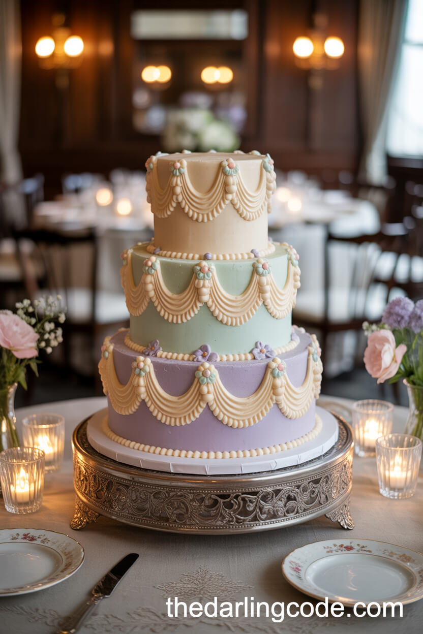 Lambeth Piping Cake in Pastel Buttercream with Royal Icing Details