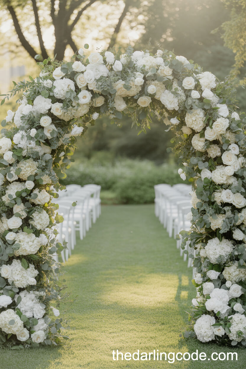 Classic White And Green Garden Floral Arch