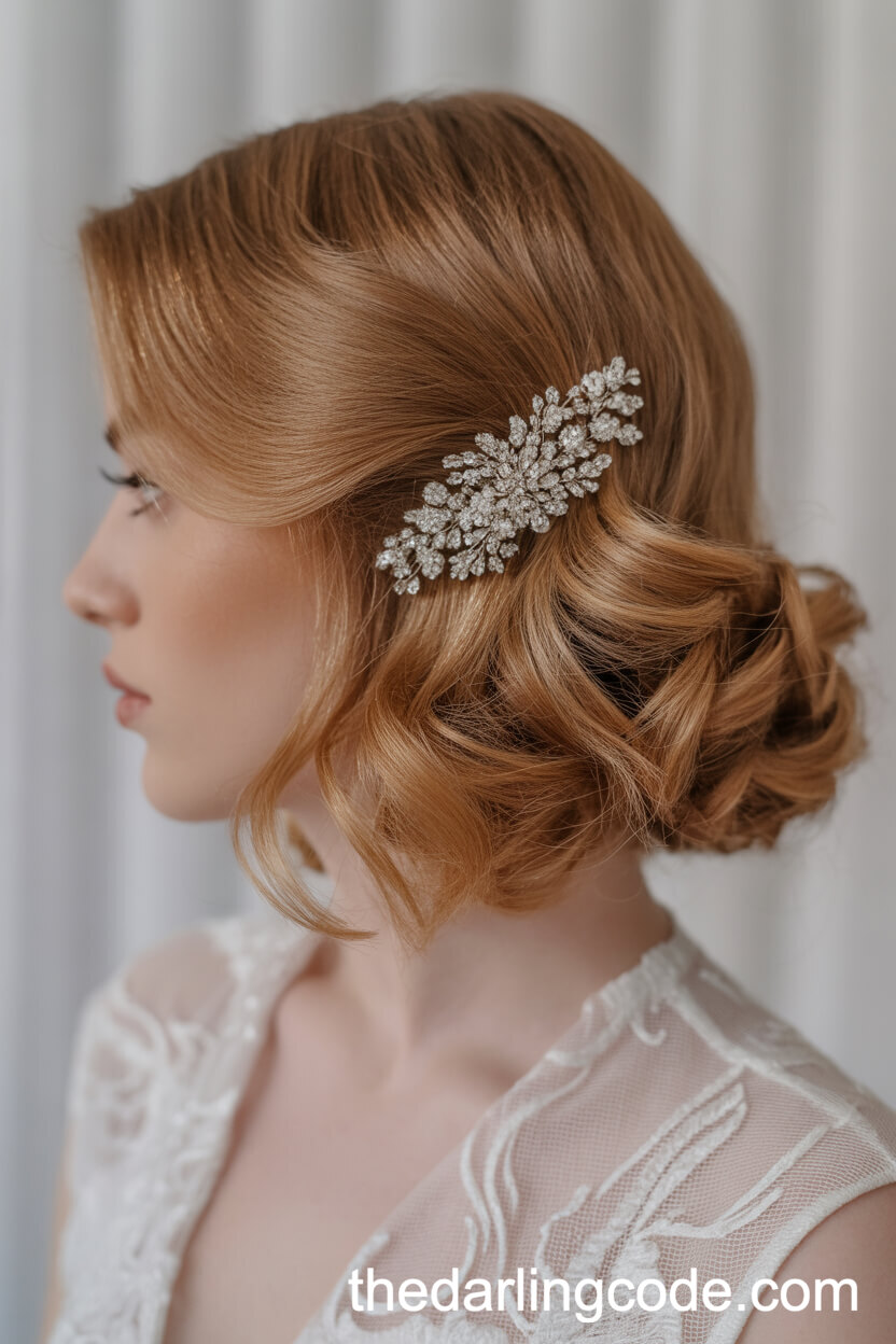 Side-Swept Glam Waves With Barrette