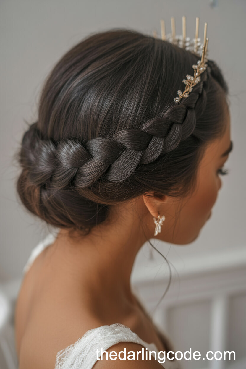 Rope Braid Crown With Gold Hairpins