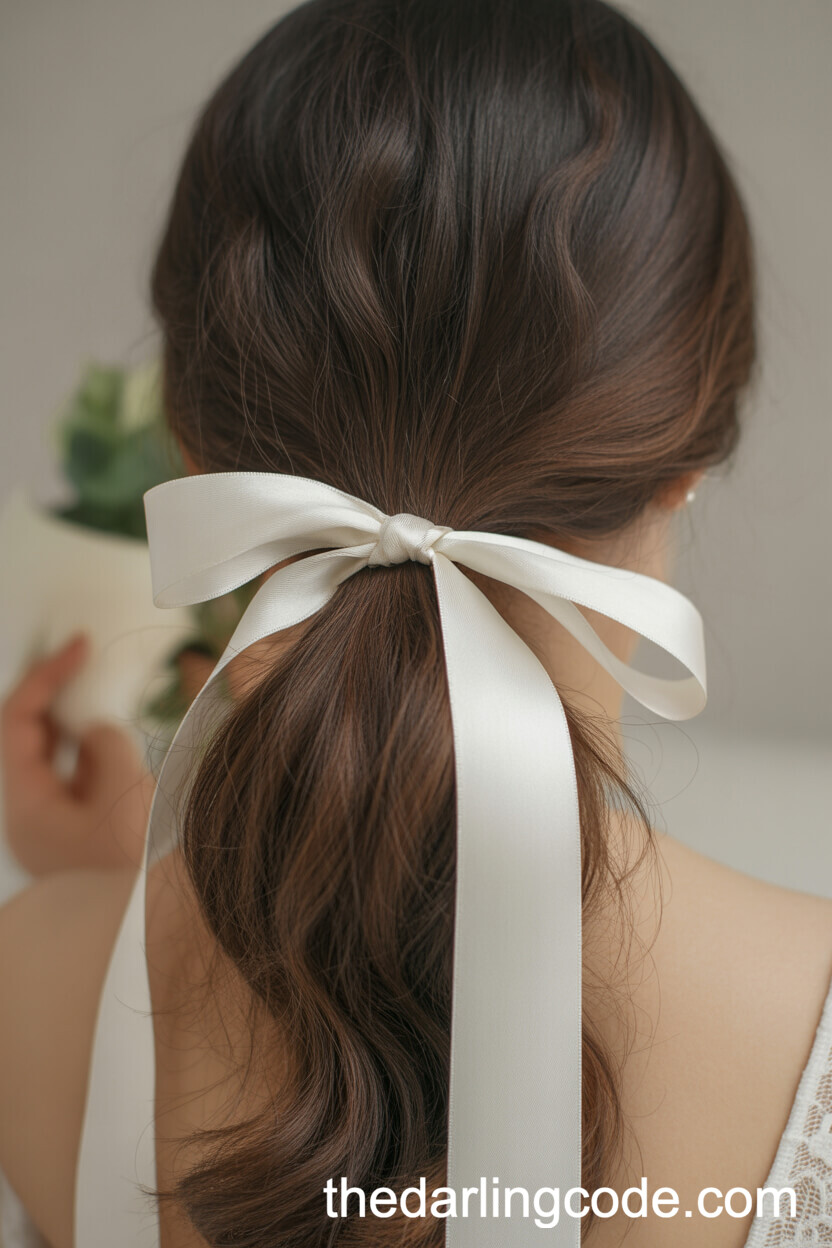 Soft Romantic Ponytail With Satin Ribbon