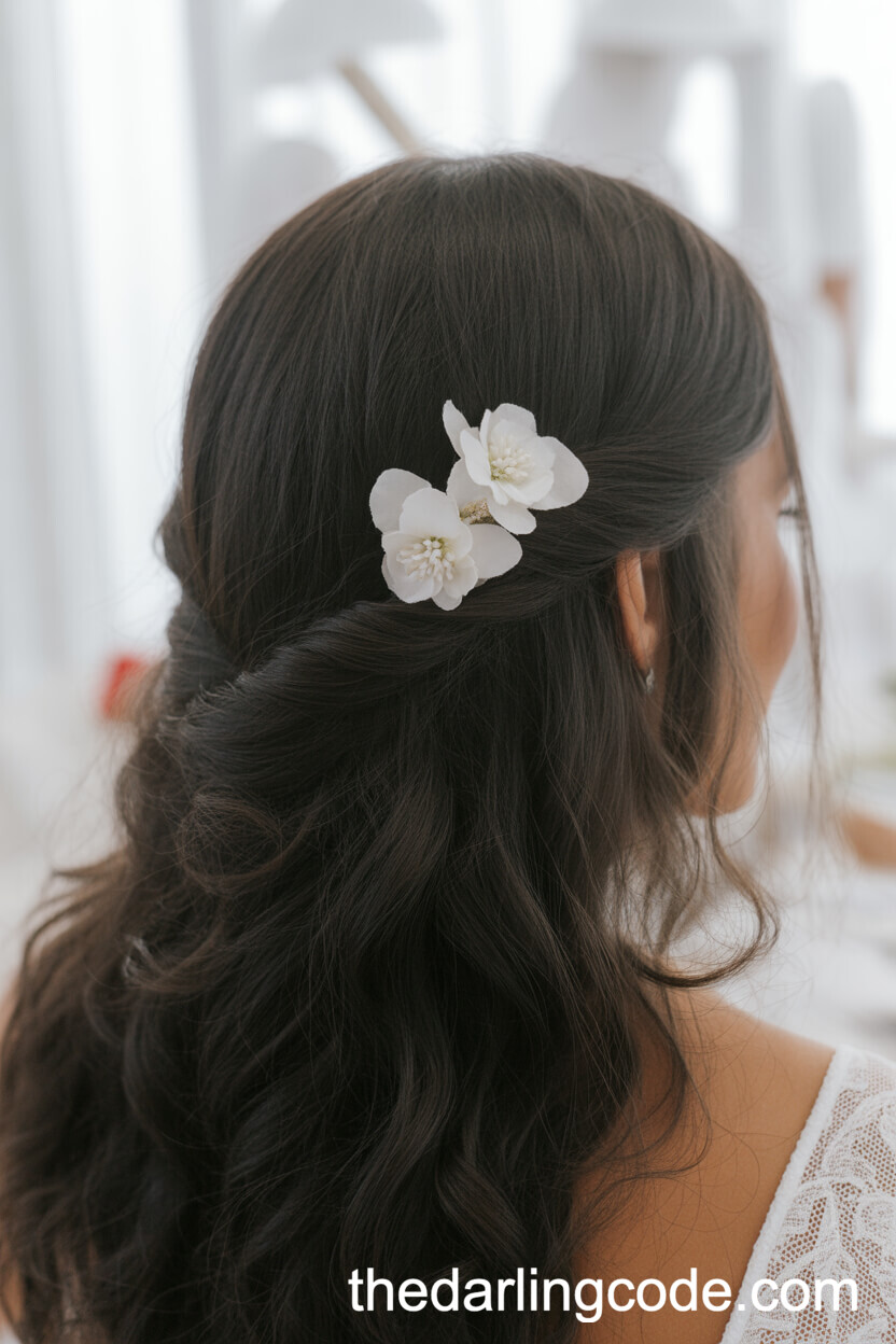 Loose Bohemian Waves With Floral Pins