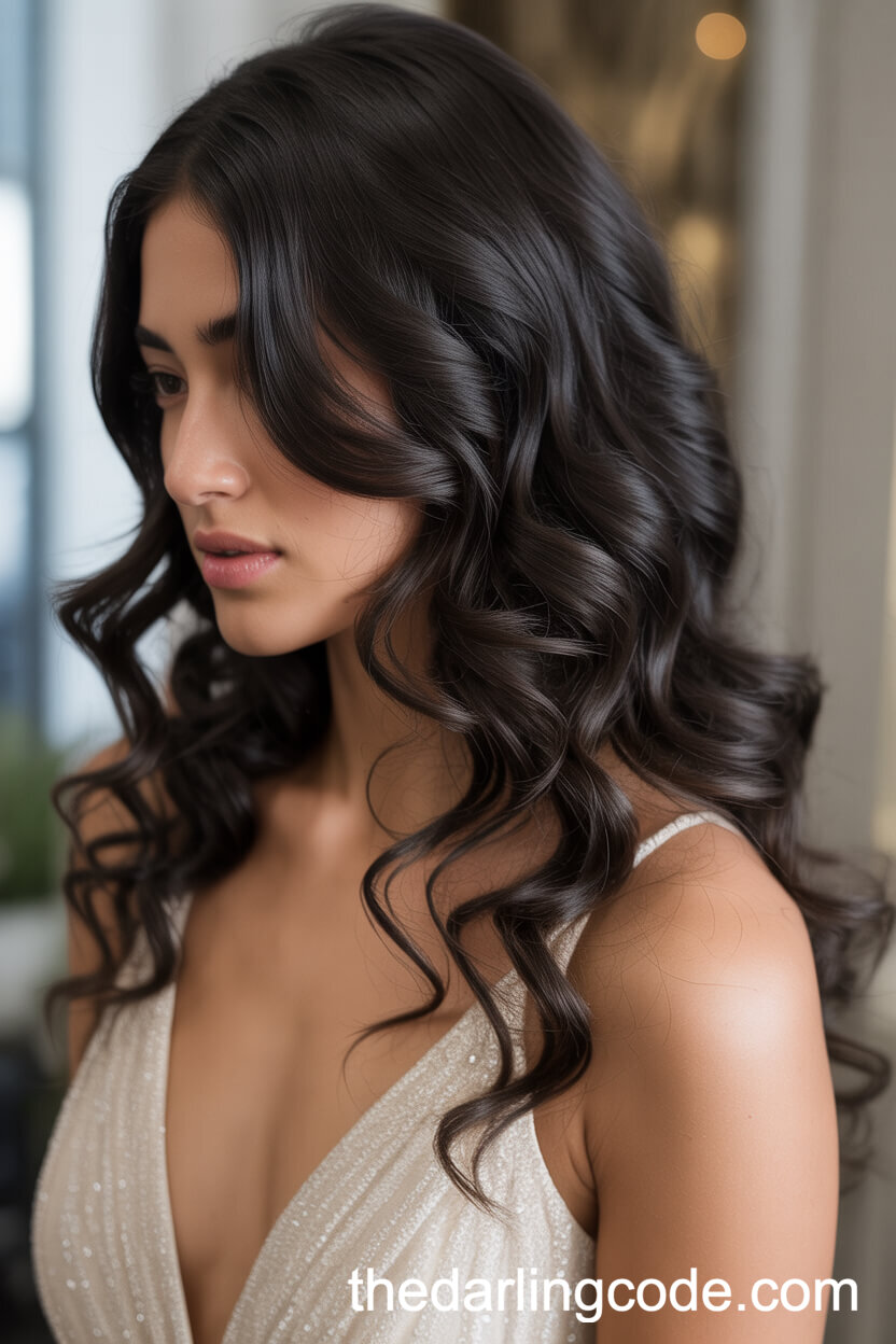 Glamorous Loose Curls With Shimmer Spray