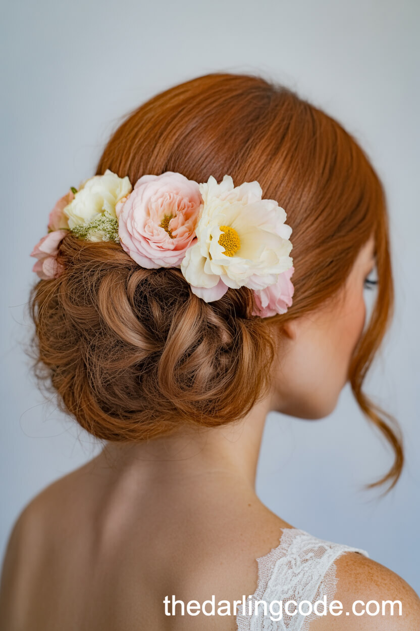 Floral-Decorated Wedding Updo