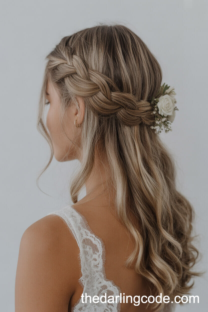 Fishtail Braid Half-Up With Soft Curls