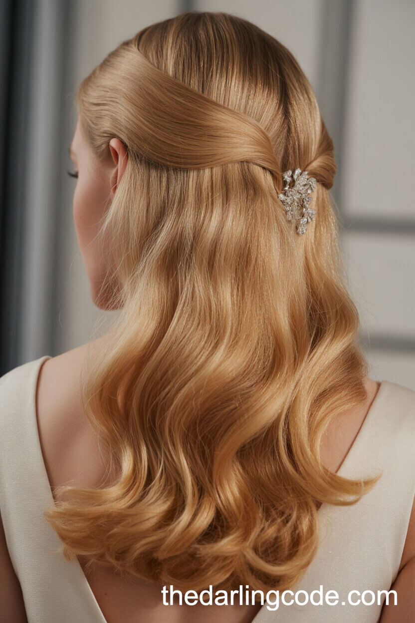 Hollywood Glam Half-Up Waves