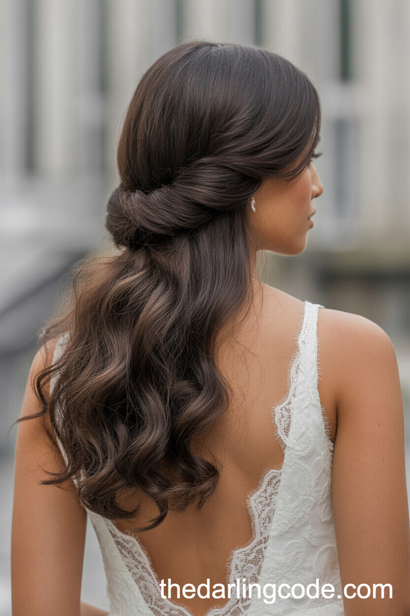 Twisted Chignon Half-Up Bridal Style